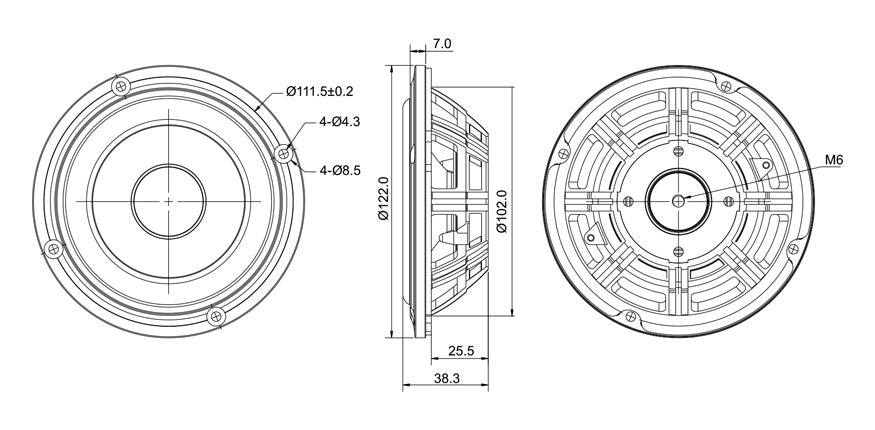 SB12PACR-00 passive radiator drawing