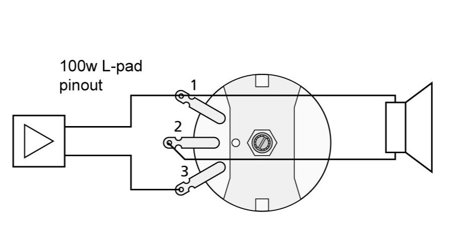 16 Ohm L-Pad Attenuator - 100 Watts wiring