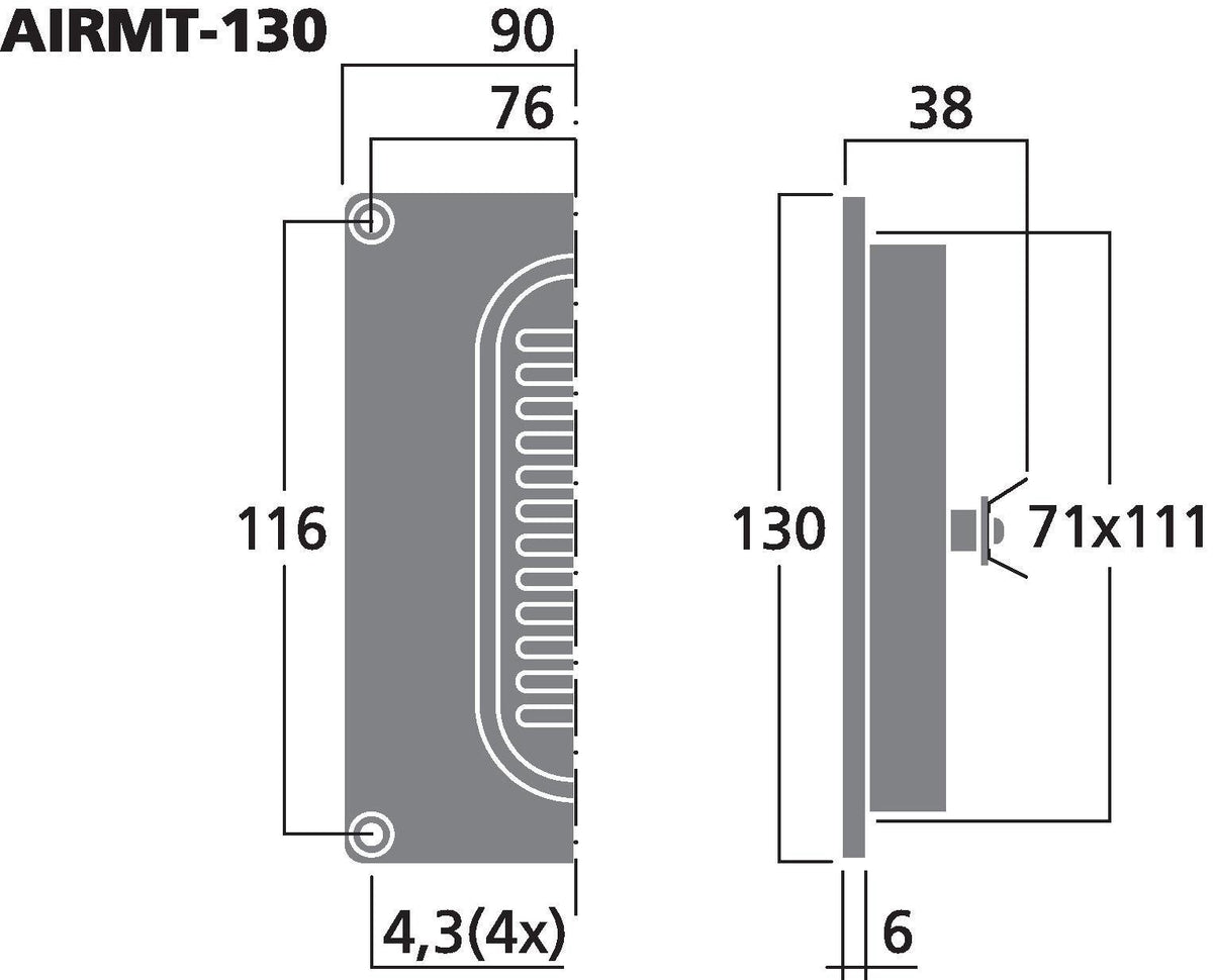 Monacor AIRMT-130 dimensions