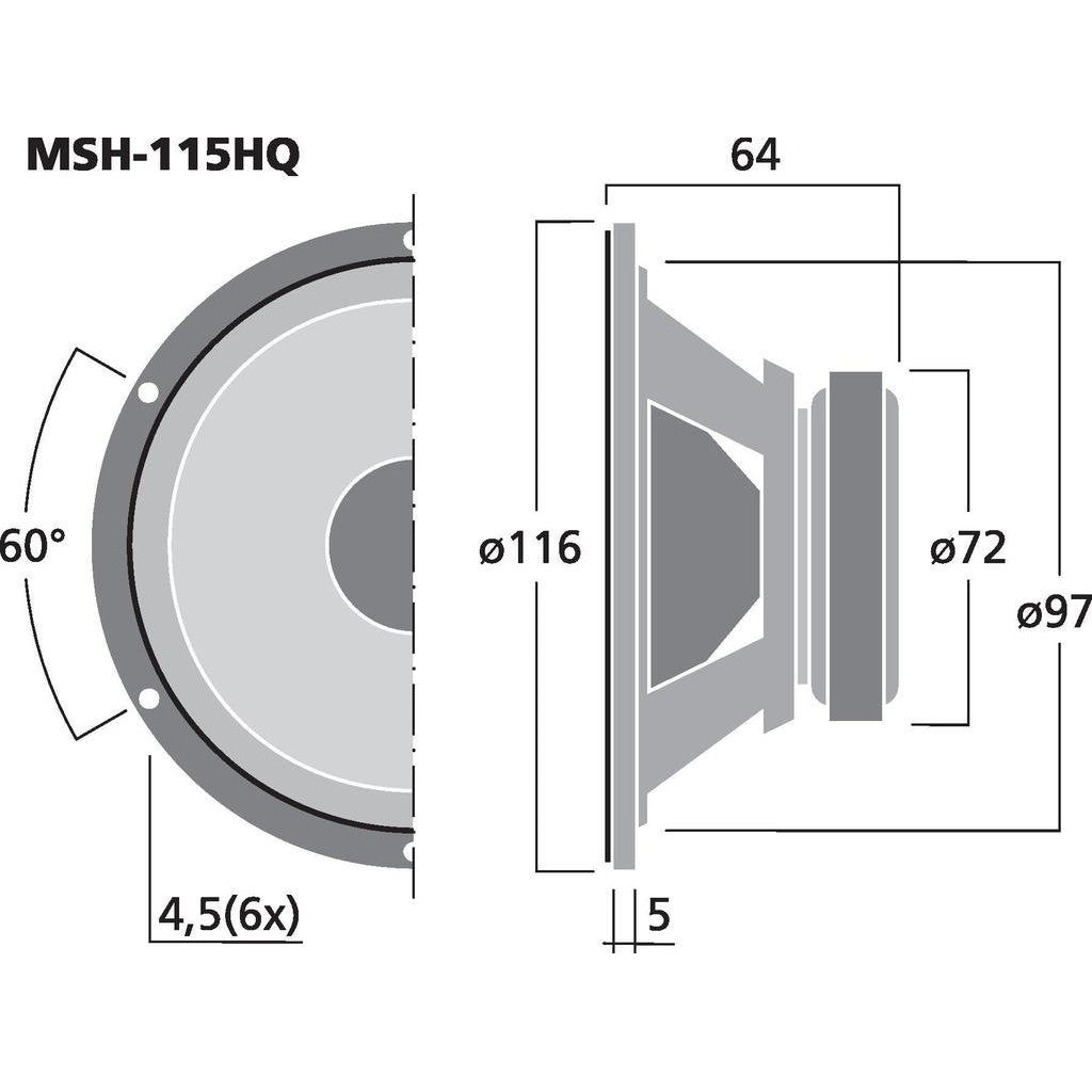 MSH-115HQ dimensions