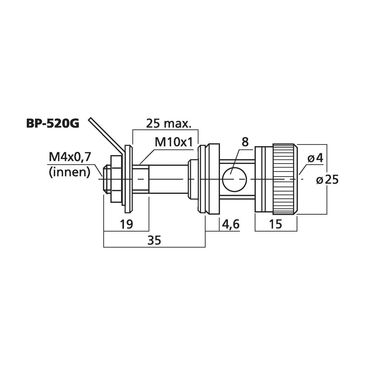 Monacor BP-520G Dimensions.