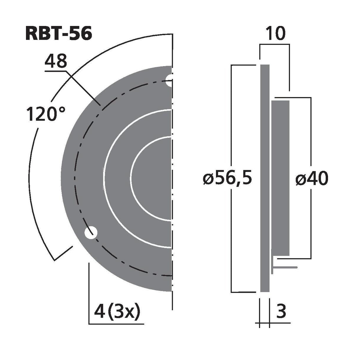 Monacor RBT-56 Dimensions
