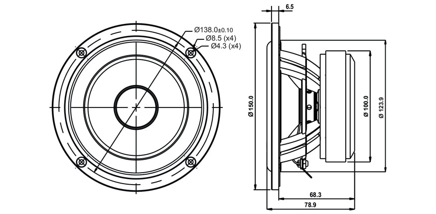SB Acoustics SB15NRX2C30-4 drawing