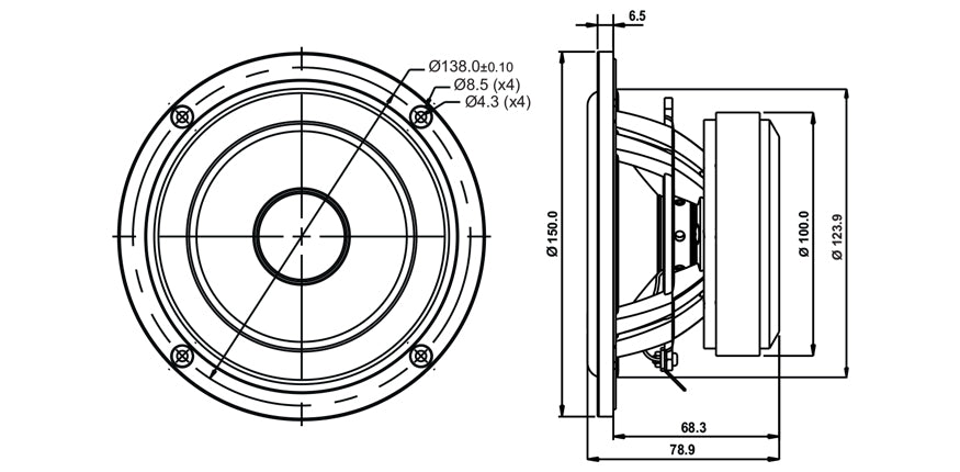 SB Acoustics SB15NRX2C30-8 drawing